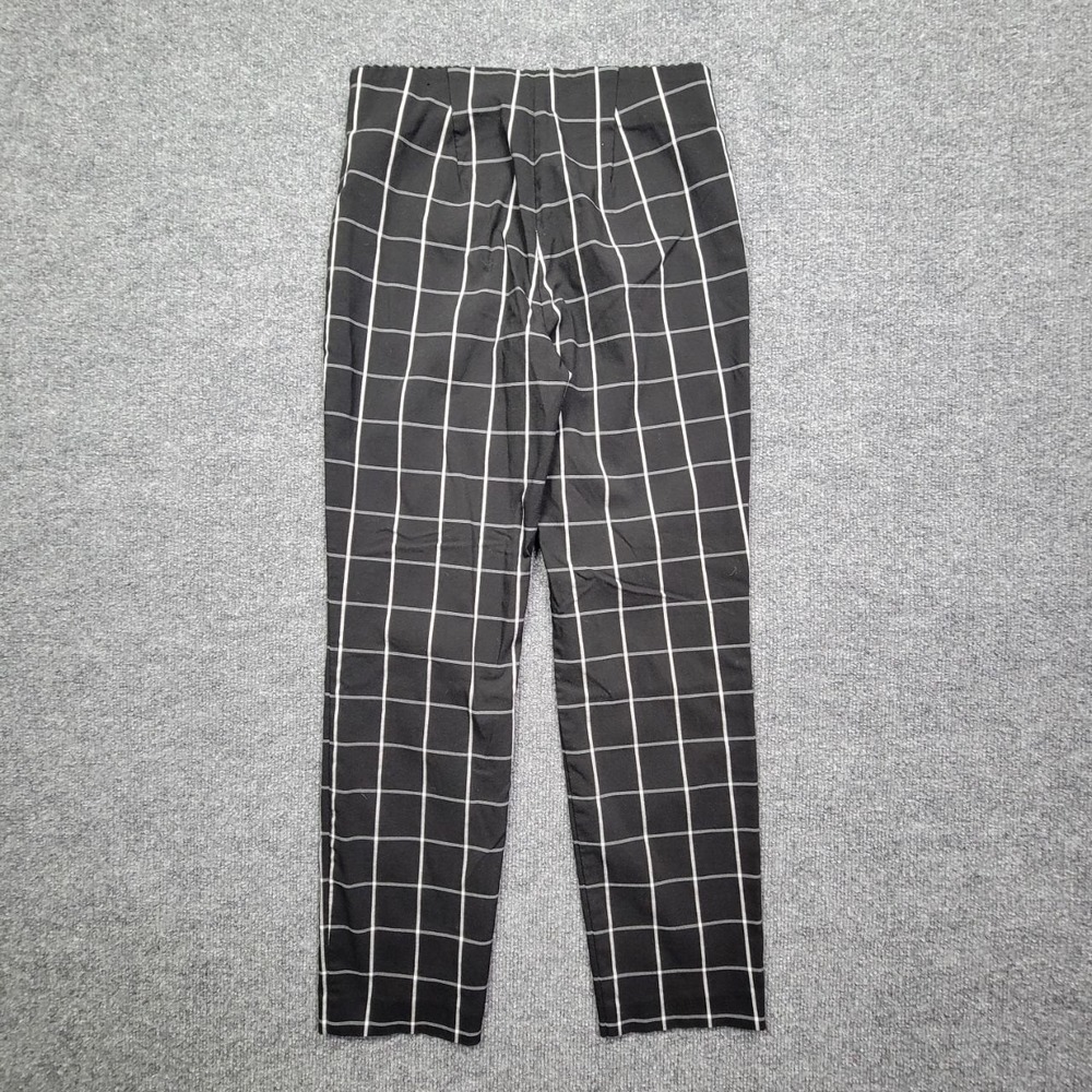 Elle Skinny Ankle Pants Womens S Black White‎ Stretch Knit Casual Plaid Pull On